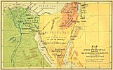Map of the Sinai Peninsula Showing the Journeys of the Israelites from Egypt to the Promised Land