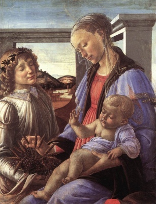 Madonna and Child with an Angel, Sandro Botticelli [16th cent.] (Public Domain Image)