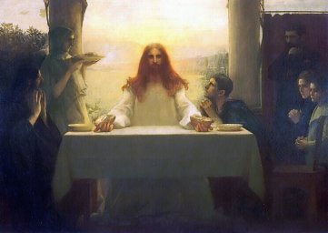 Jesus and the Disciples at Emmaus, by Dagnan-Bouvereret Pascal-Adolphe-Jean [Public Domain Image]