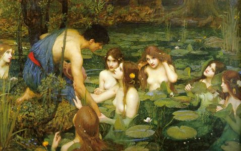 Hylas and the Nymphs. Artist: John William Waterhouse [1896] (Public Domain Image)