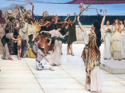 A Dedication to Bacchus, by Lawrence Alma-Tadema (detail) [1889] (Public Domain Image)