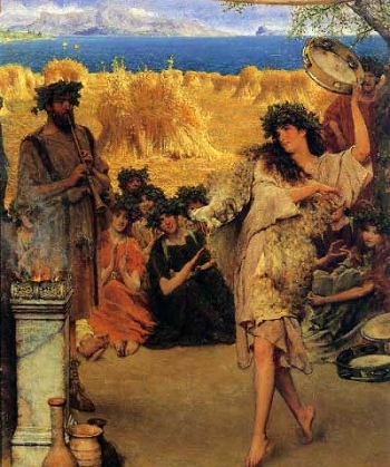 A Dancing Bacchante at Harvest Time, by Alma-Tadema Lawrence  [1880] (Public Domain Image)