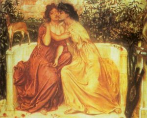 Sappho and Erinna at Mytelene by Simeon Solomon [1864] (public domain image)
