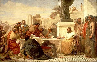 Julian the Apostate presiding at a Conference of Sectarians, by Edward Armitage [1875] (public domain image